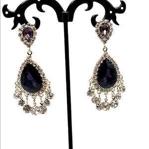 Beautiful dark purple tear shaped dangle earrings